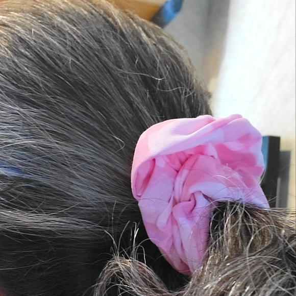 Pink Checkerboard Scrunchie - Picture 3 of 5